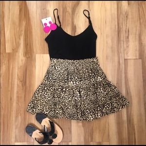NWOT Leopard Tiered Skirt